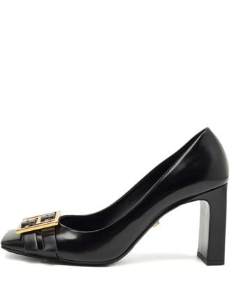 Versace leather heeled pumps - women - Calf Leather/Calf Leather/Calf Leather - 38.5 - Black