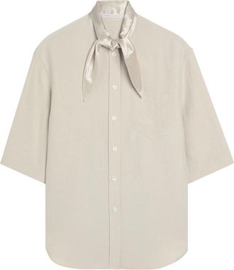 Maria McManus Tie-neck Satin-crepe Shirt - Beige - S (UK8-10 / S)