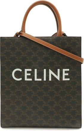 Celine Dark Brown White Leather Handbag Shoulder Bag Tote Bag (Pre-Owned)