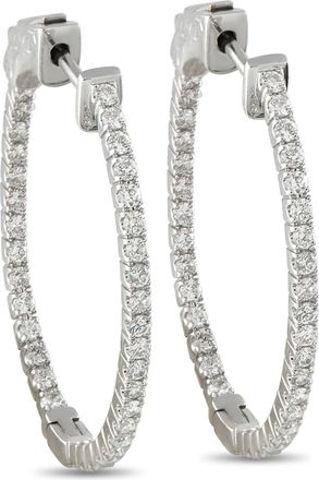 Luxury Bazaar 14K White Gold 1.07ct Diamond Inside-Out Hoop Earrings MF15-111825