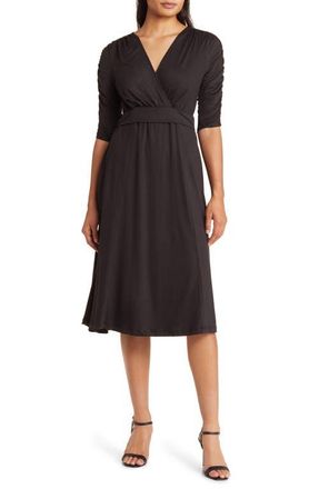 Kiyonna Gabriella A-Line Midi Dress in Black Noir at Nordstrom, Size X-Small