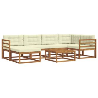vidaXL Conjunto De Sof&aacute;s De Exterior Con Coj&iacute;n 7 Pcs Natural Y Crema Vidaxl
