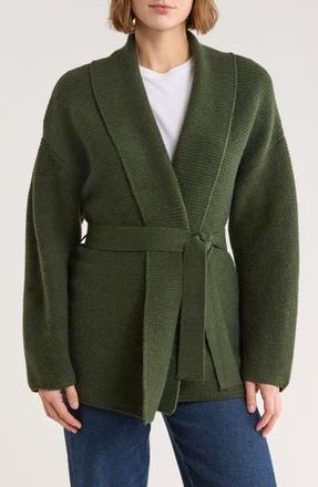 Cyrus Ottoman Ribbed Wrap Sweater Jacket in Komby Heather Green at Nordstrom Rack, Size X-Large