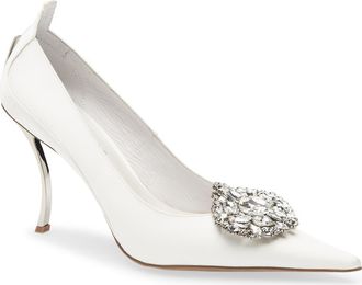 Jeffrey Campbell Parliament Pointed Toe Pump in White Satin at Nordstrom, Size 7.5