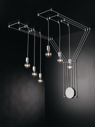 Luce-Ambiente-Design Habitat Ceiling Light With Adjustable White Cables Six Light Points