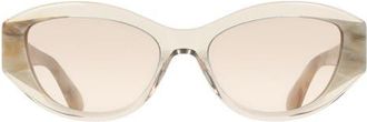 Ferragamo 55mm Oval Sunglasses in Transparent Beige/marble at Nordstrom