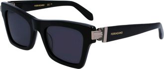 Ferragamo Zwarte Acetaat Zonnebril