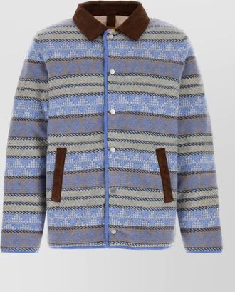 Guest In Residence wool cashmere geometric striped padded jacket