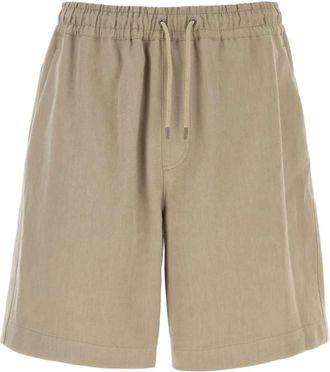 Giorgio Armani Linnen Canvas Bermuda Shorts met platte voorkant - Heren - Korte Broeken - Grijs - L - Linnen - Korte Broeken