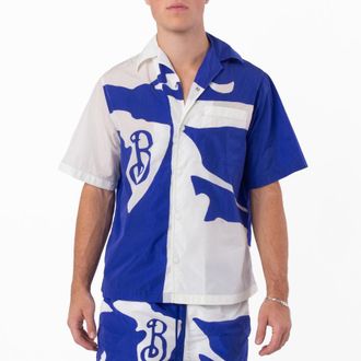 Burberry EKD Short-Sleeve Nylon Shirt, Size Medium