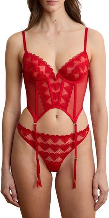 Etam Desir Heart Embroidered Bustier at Nordstrom, Size 34B