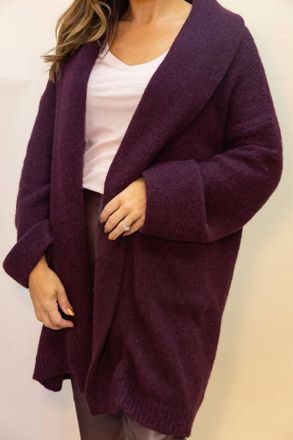 White + Warren Plush Alpaca Blend Luxe Coatigan In Black Cherry