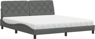vidaXL Vidaxl - Cama Con Colch&oacute;n De Tela Gris Oscuro 180x200 Cm