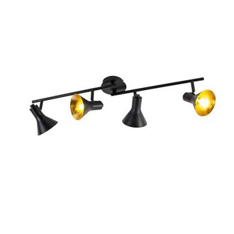 QAZQA Moderno Foco Moderno Negro Con Dorado 4 Luces - Magno Acero Alargada /redonda Adecuado Para Led Max. 4 X 40 Watt - Qazqa