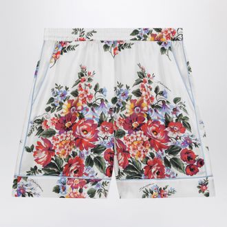 Dolce & Gabbana Vanity bermuda shorts in silk twill, white floral print