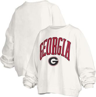 Pressbox Womens Pressbox White Georgia Bulldogs Janise Arch Over Logo Waist Length Oversized Pullover Sweatshirt at Nordstrom, Size X-Large