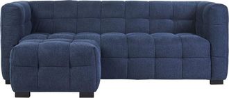 Miliboo Sof&aacute; Dise&ntilde;o De 3 Plazas Y Reposapi&eacute;s De Terciopelo Azul Oscuro Corto