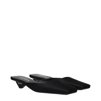 Prada Womens Black Satin Flat Sandals