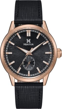 Heritor Argento Leather-Band Watch