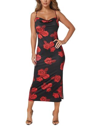 Bebe Printed Jersey Maxi Slip Dress