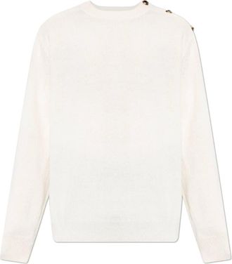 Balmain Klassieke Ronde Hals - Heren - Ronde hals truien - Beige - L - Wol - Truien & Vesten