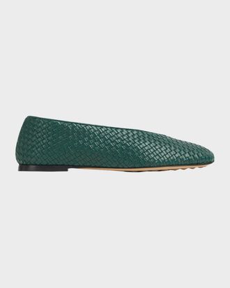 Bottega Veneta Rosa Micro Woven Nappa Leather Ballerina Flats