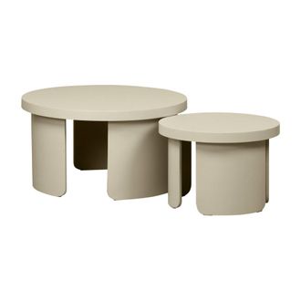 Sweeek Mesas de centro nido redondas, set de 2, beige