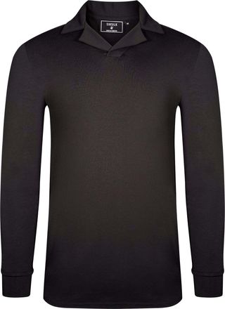 Siksilk Langarm-Poloshirt SIKSILK Siksilk Langarmpolo Long Sleeve Revere Polo, Herren, Gr. XS, schwarz, Obermaterial: 95% Baumwolle CO. 5% Elasthan EL., Shirt