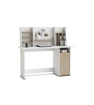 M&S Collection Scrivania Con Testata Di Riponimento ambre Colore Bianco E Quercia, 135x50x74 Cm