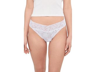 Hanky Panky Signature Lace(r) Original Rise Thongs 3-Pack Womens Underwear Meadow Rose Pink/Vanilla/White, Nylon