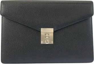 Ferragamo Pre-owned Clutch bag - Heren - Vintage Clutch - Zwart - ONE Size - Leer - Vintage