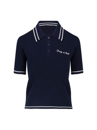 Sporty & Rich Navy Blue Short-Sleeve Polo Shirt