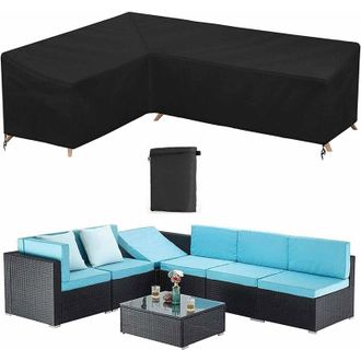 Gabrielle Gabrielle - Funda Impermeable Para Sof&aacute; Esquinero De Jard&iacute;n, Protector Para Muebles De Exterior, En Forma De L, 210 D, Anti-uv Y Viento, Con Bolsa De 