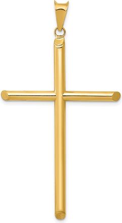 Diamond2Deal 14k Yellow Gold 3-D Polished Hollow Cross Pendant