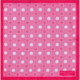 Robert Talbott York Geo Herringbone Pocket Square in Pink at Nordstrom