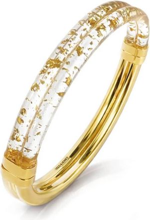 Gold & Honey Womens Ridge Lucite Hinge Bangle In Gold Leaf