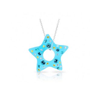 Gold & Honey Womens Confetti Star Necklace In Blue