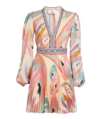 Etro Paisley-Print V-Neck Minidress Size L