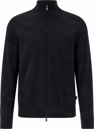 BOSS Black Stand Collar Zip-Up Virgin Wool Sweater