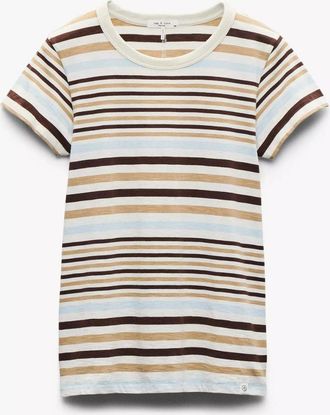 Rag & Bone Womens The Slub Stripe Tee, Ivory Multi