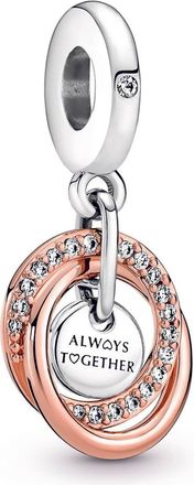 Pandora Family Always Encircled Dangle Charm With Rose In Silver