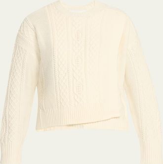 3.1 Phillip Lim Cable Mix Double-Layer Wool Crewneck Sweater