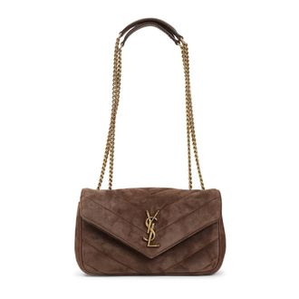 Saint Laurent Tassen, Dames, Bruin, ONE Size, Su&egrave;de, Loulou Small Matelass&eacute; Suede