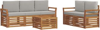 vidaXL Conjunto De Sof&aacute;s De Exterior 6 Uds. Natural Y Gris Claro Vidaxl