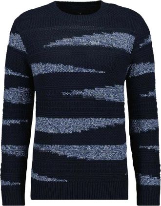 Ragman Ronde hals gebreide kleding - Heren - Truien - Blauw - Maat: L