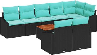 vidaXL Conjunto De Sof&aacute;s De Jard&iacute;n 9 Uds. Negro Rat&aacute;n Sint&eacute;tico Vidaxl