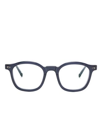 Matsuda rectangle-frame glasses - unisex - Acetate/Titanium - 48 - Blue