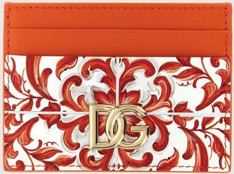 Dolce & Gabbana Portacarte Maiolica in pelle di vitello con logo DG