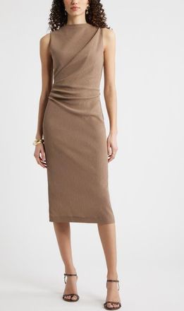 Nordstrom Pleated Midi Dress in Brown Lentil at Nordstrom, Size Xx-Small