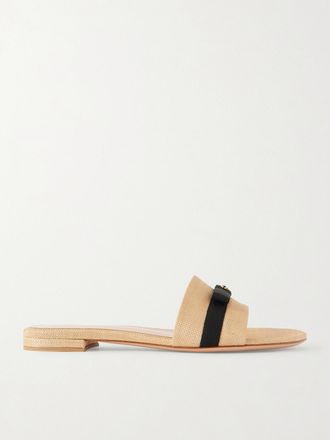 Gianvito Rossi Slide In Rafia Con Finiture In Gros-grain - Neutri